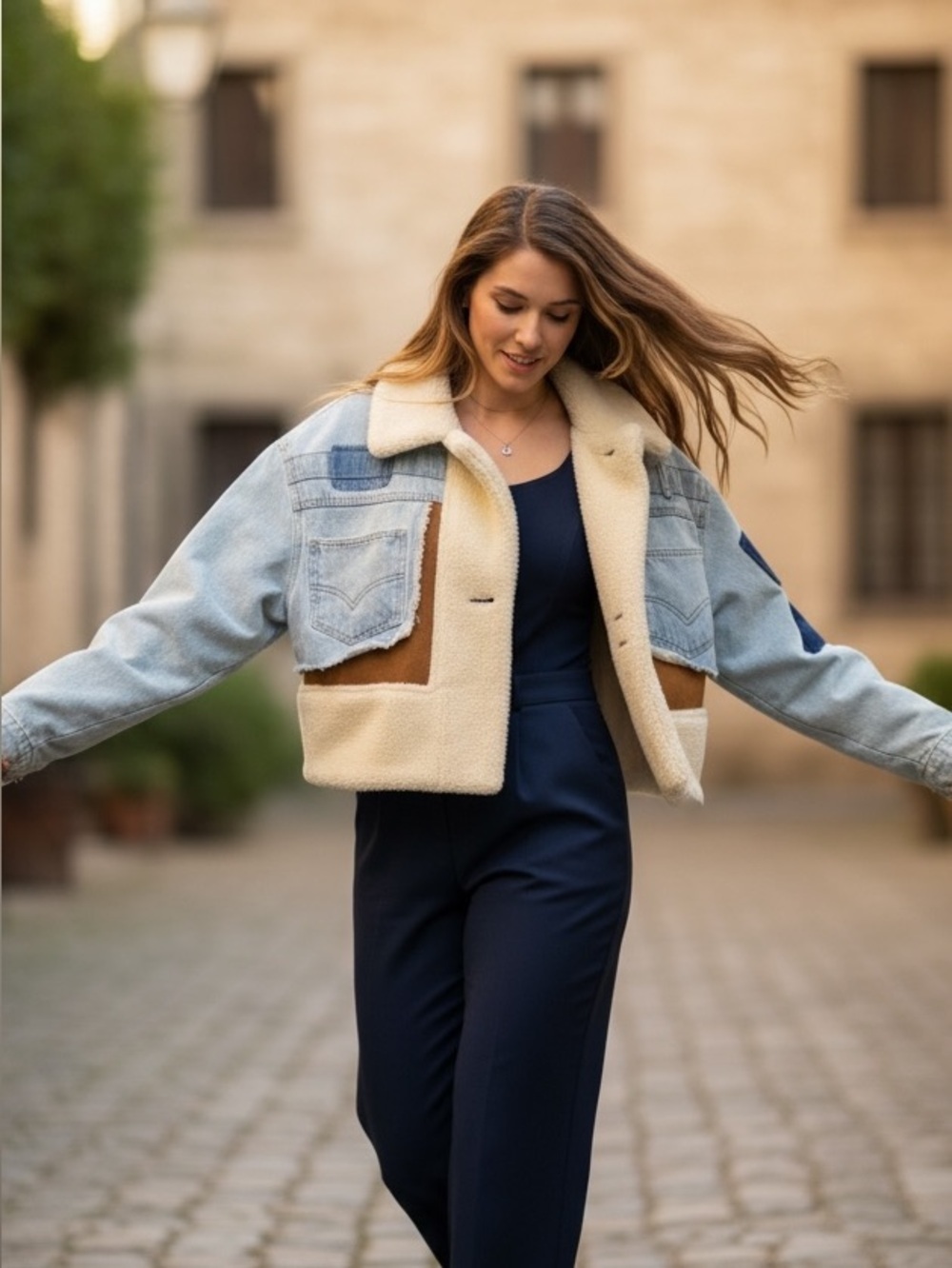 BIDA Denim and Sherpa Jacket